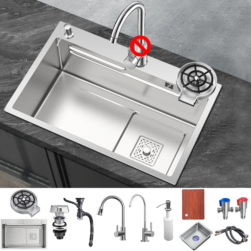 Stainless Steel Kitchen Sink 1-Bowl Kitchen Sink with Faucets Included