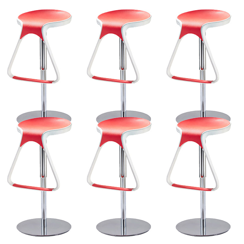 Armless Bar Stools Adjustable Height Dining Stool with Metal Base