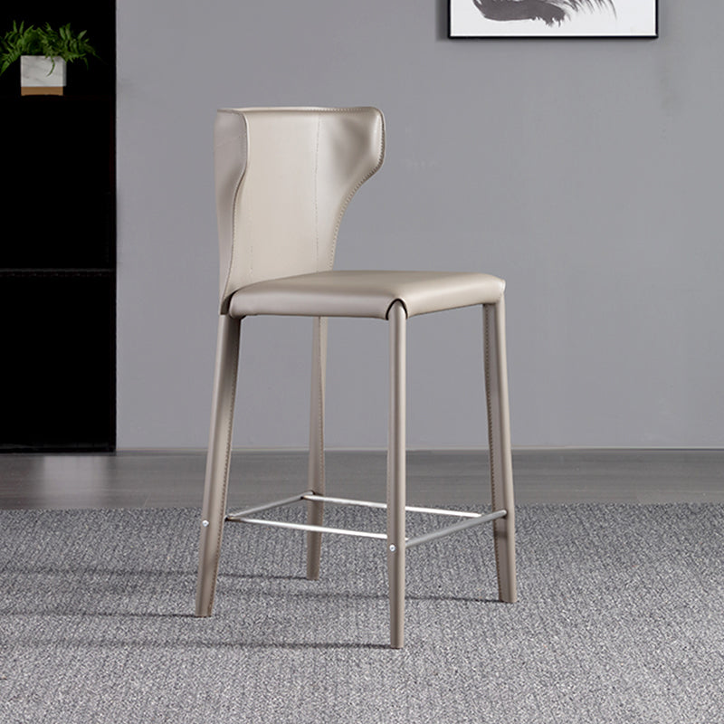 Faux Leather Bar and Counter Stool Nordic Style Patio Stool with Backrest
