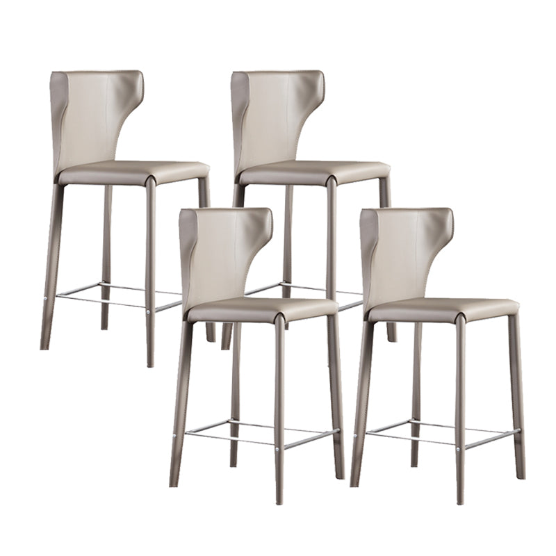Faux Leather Bar and Counter Stool Nordic Style Patio Stool with Backrest