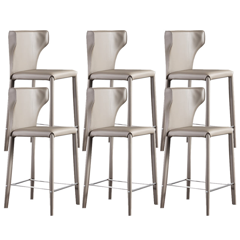 Faux Leather Bar and Counter Stool Nordic Style Patio Stool with Backrest