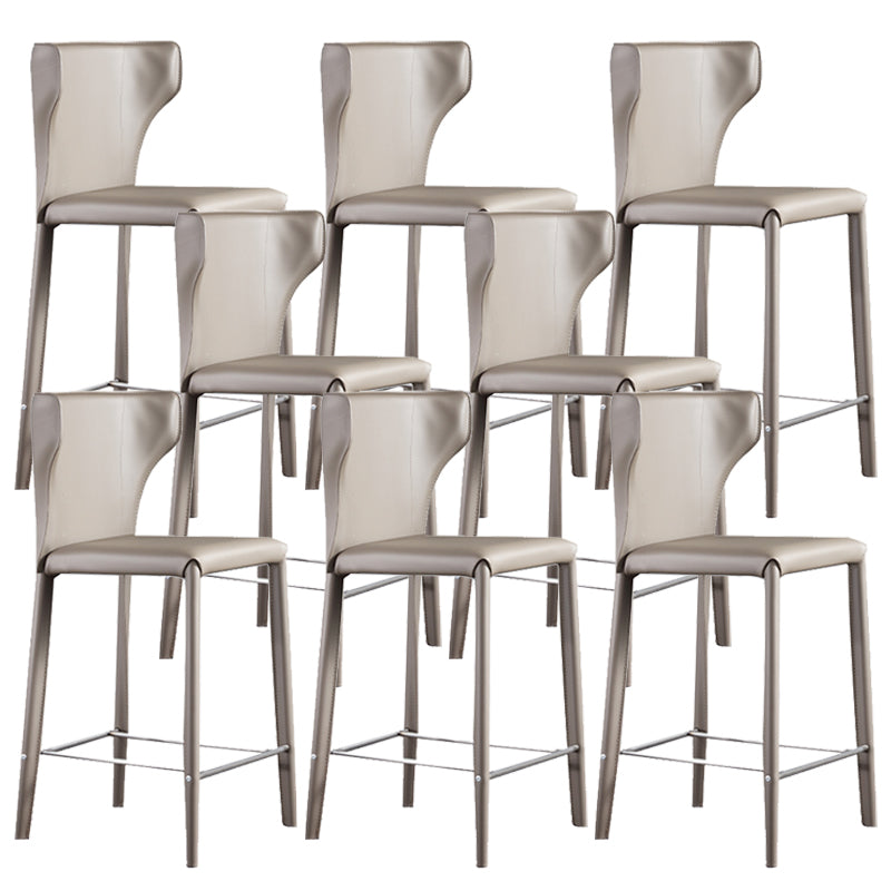 Faux Leather Bar and Counter Stool Nordic Style Patio Stool with Backrest