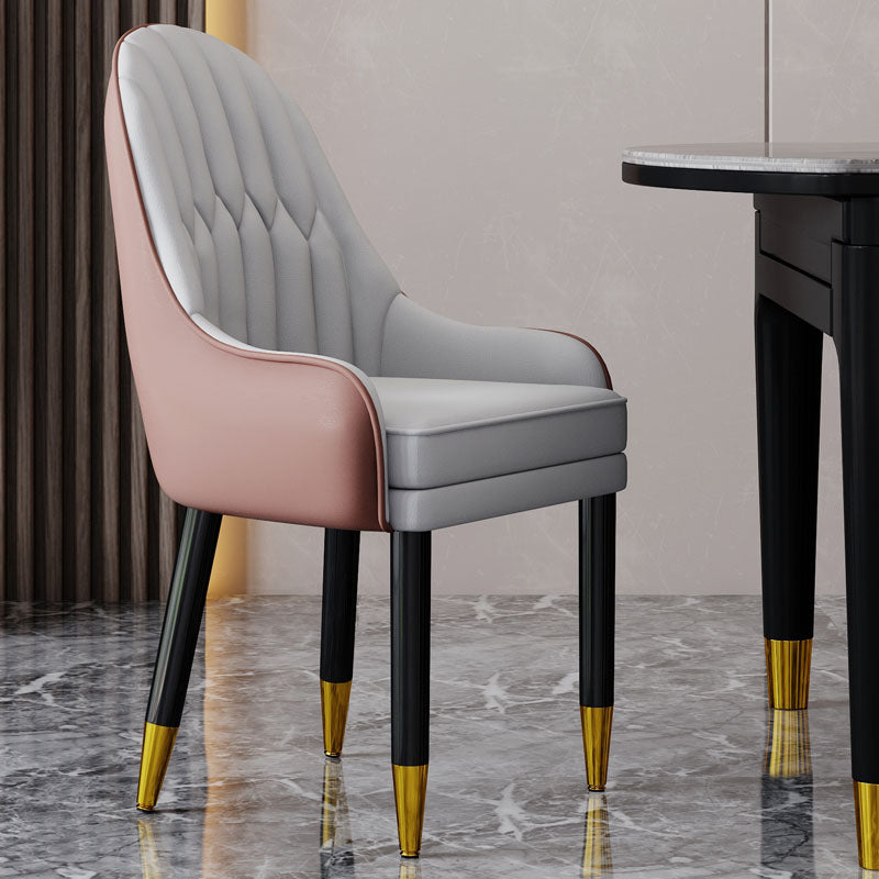 Faux Leather Dining Chairs Modern Parsons Chair with Wood Legs