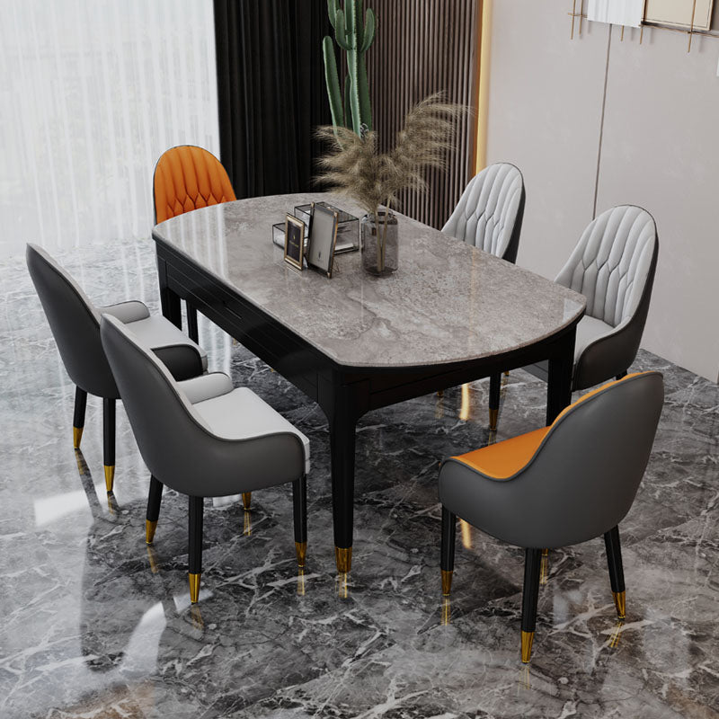 Faux Leather Dining Chairs Modern Parsons Chair with Wood Legs