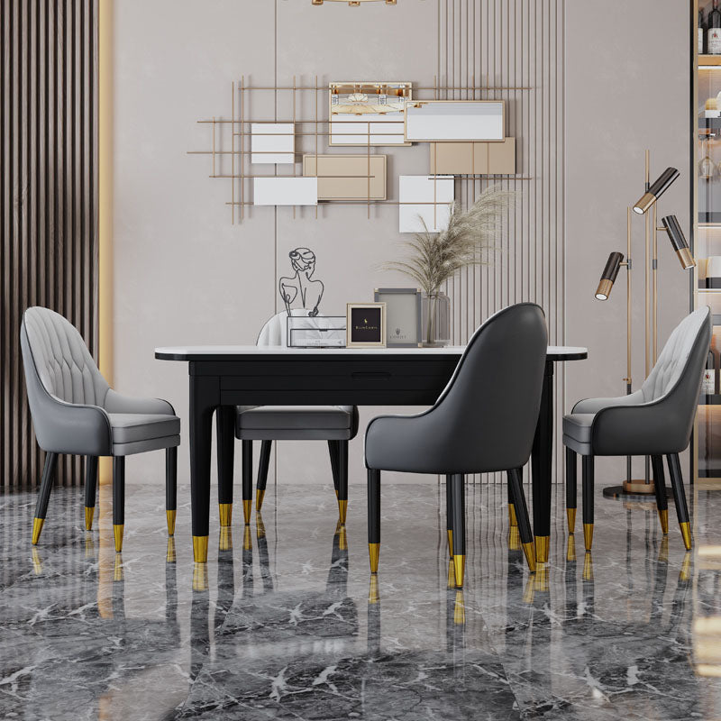 Faux Leather Dining Chairs Modern Parsons Chair with Wood Legs