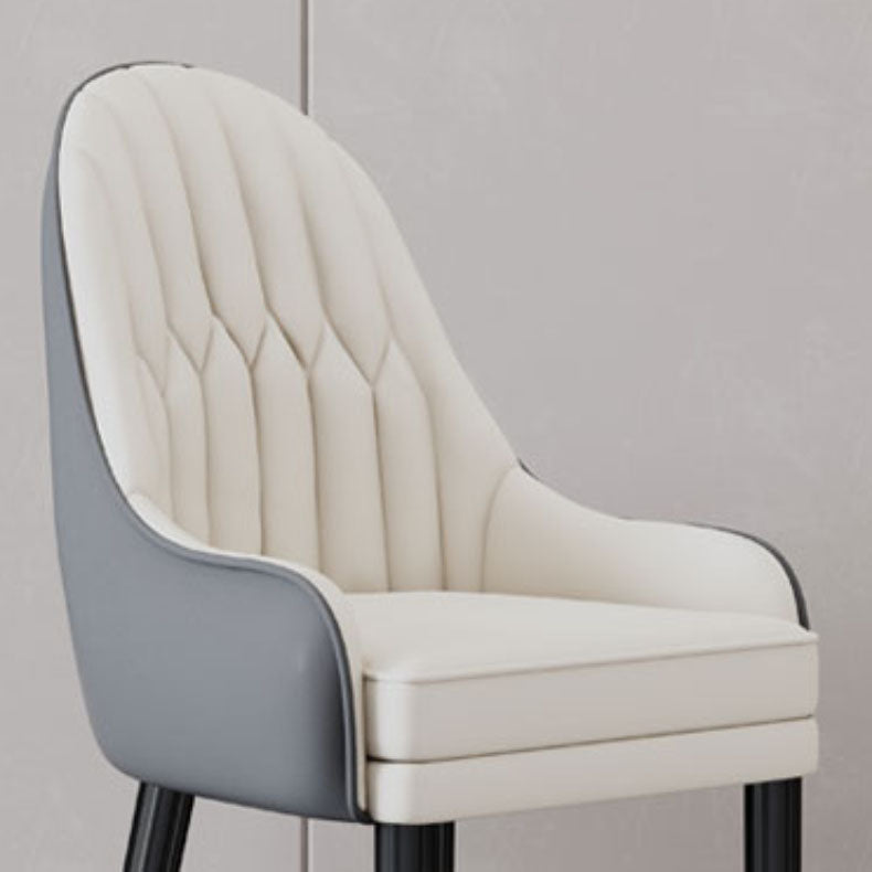 Faux Leather Dining Chairs Modern Parsons Chair with Wood Legs