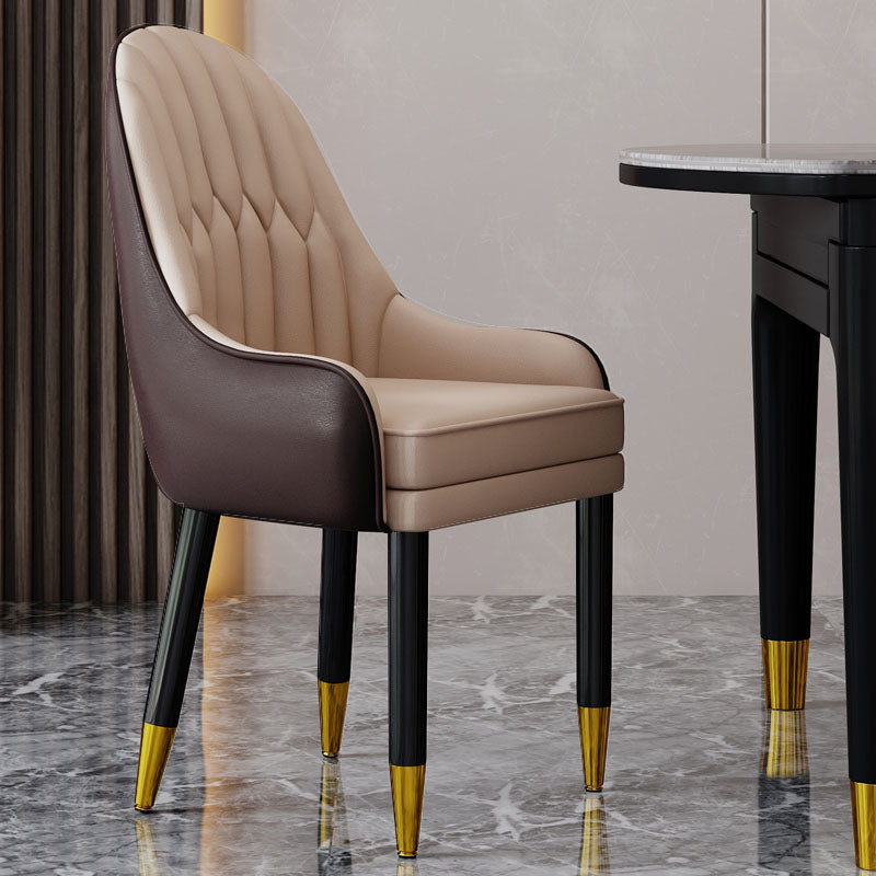 Faux Leather Dining Chairs Modern Parsons Chair with Wood Legs