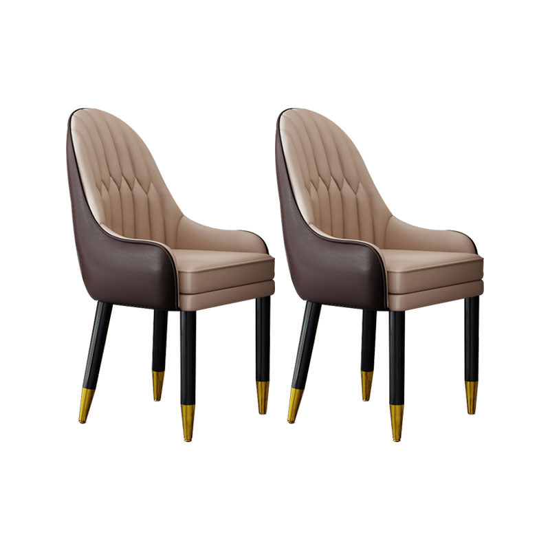 Faux Leather Dining Chairs Modern Parsons Chair with Wood Legs
