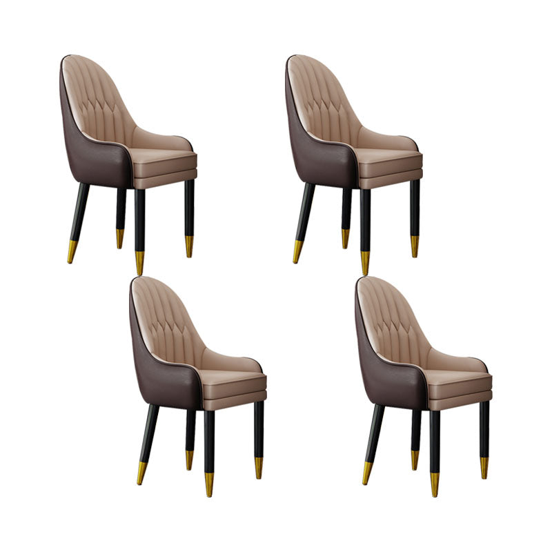 Faux Leather Dining Chairs Modern Parsons Chair with Wood Legs