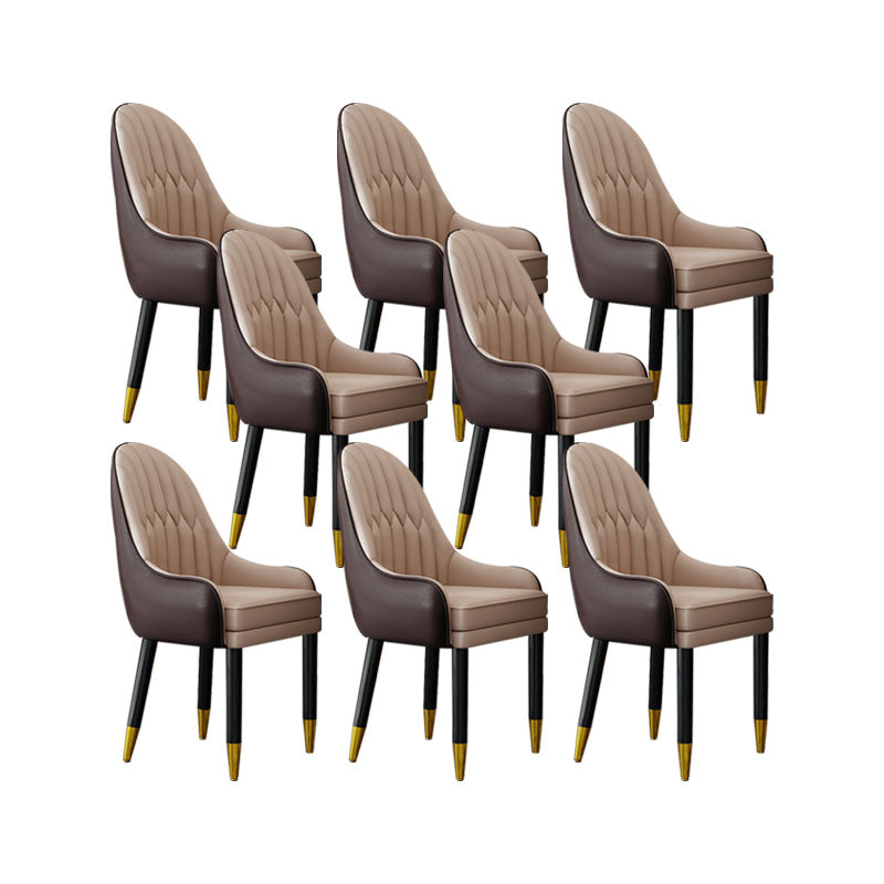 Faux Leather Dining Chairs Modern Parsons Chair with Wood Legs