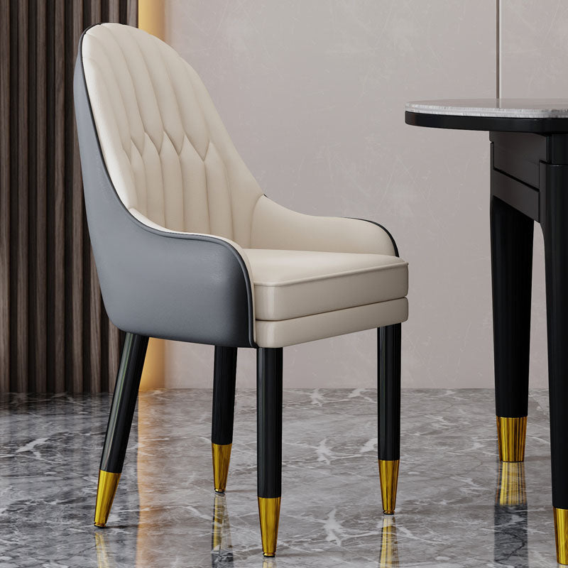 Faux Leather Dining Chairs Modern Parsons Chair with Wood Legs