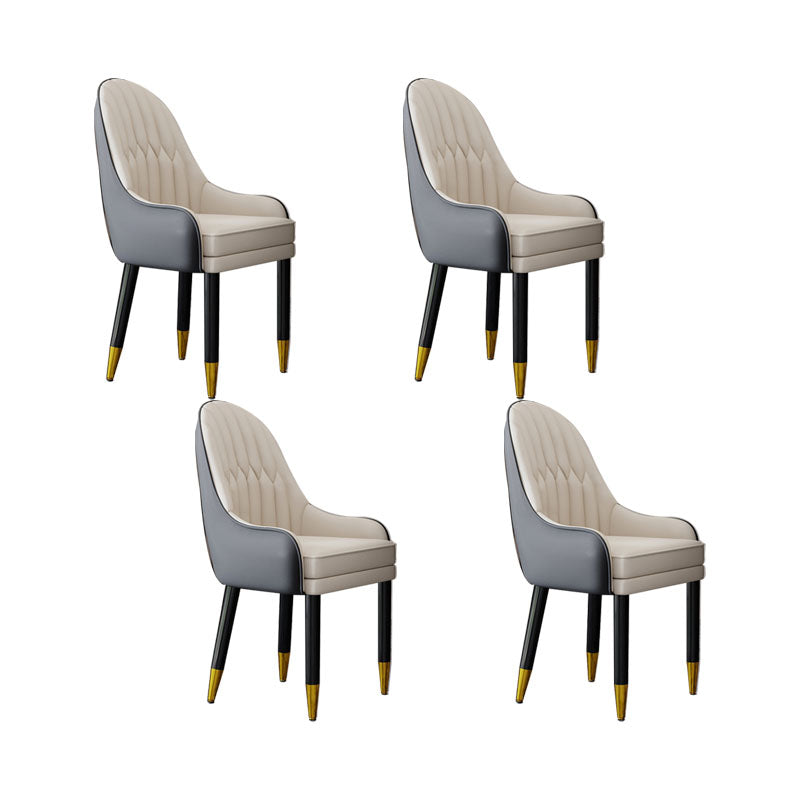 Faux Leather Dining Chairs Modern Parsons Chair with Wood Legs