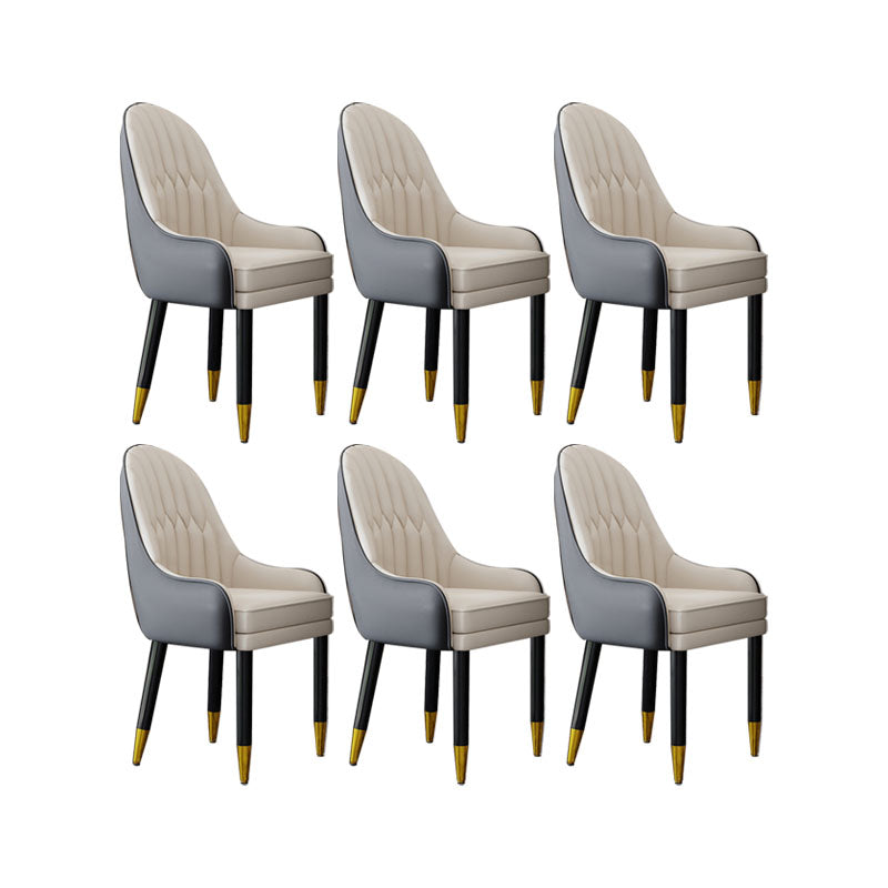 Faux Leather Dining Chairs Modern Parsons Chair with Wood Legs
