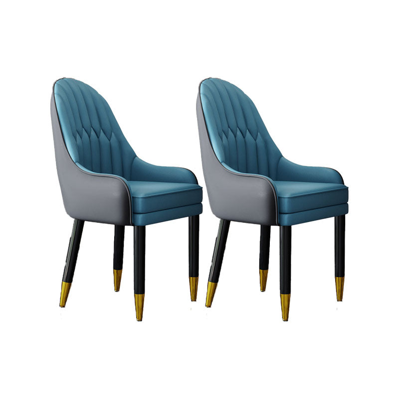 Faux Leather Dining Chairs Modern Parsons Chair with Wood Legs