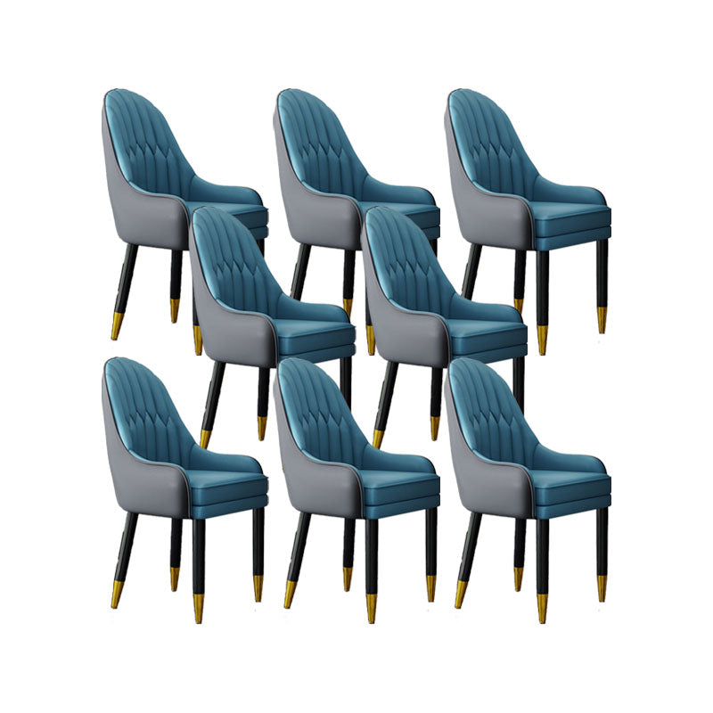 Faux Leather Dining Chairs Modern Parsons Chair with Wood Legs