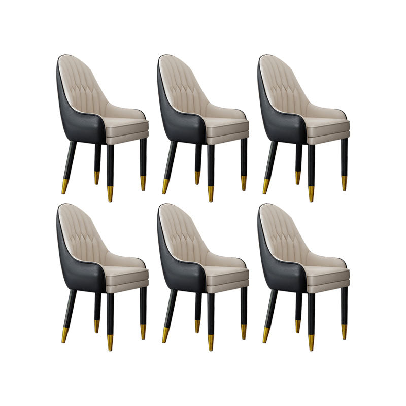 Faux Leather Dining Chairs Modern Parsons Chair with Wood Legs