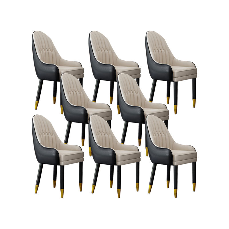 Faux Leather Dining Chairs Modern Parsons Chair with Wood Legs