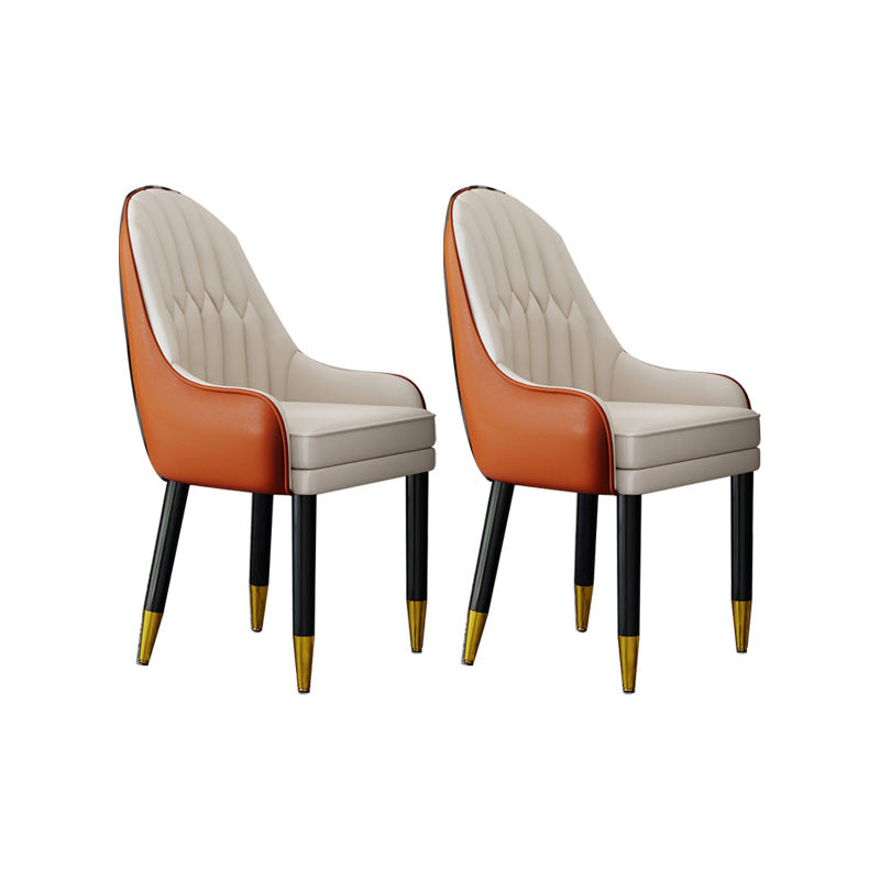 Faux Leather Dining Chairs Modern Parsons Chair with Wood Legs