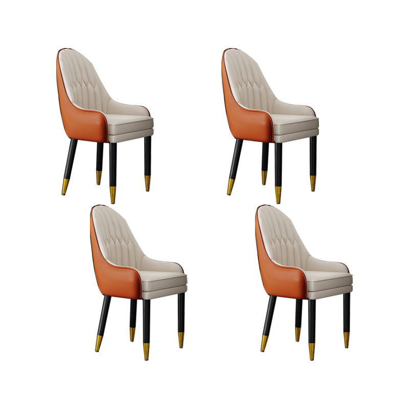 Faux Leather Dining Chairs Modern Parsons Chair with Wood Legs