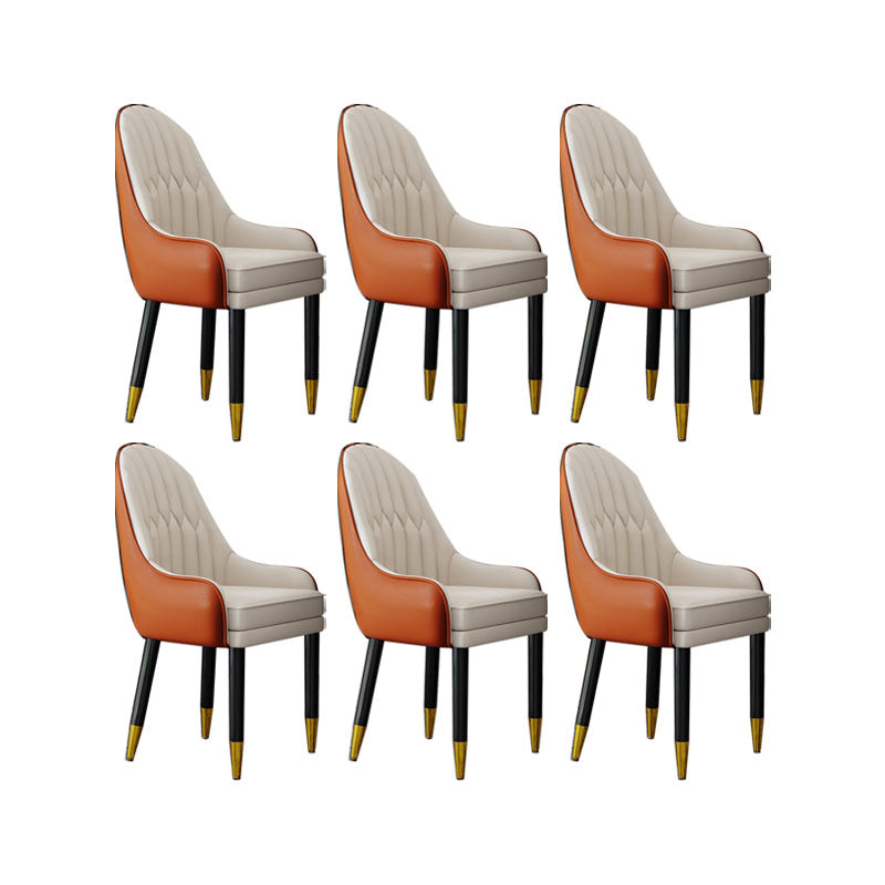 Faux Leather Dining Chairs Modern Parsons Chair with Wood Legs