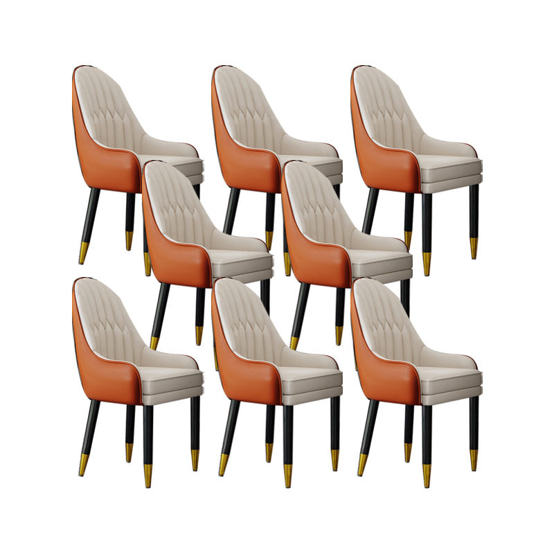 Faux Leather Dining Chairs Modern Parsons Chair with Wood Legs