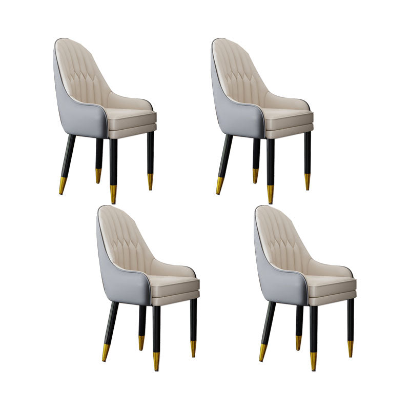 Faux Leather Dining Chairs Modern Parsons Chair with Wood Legs