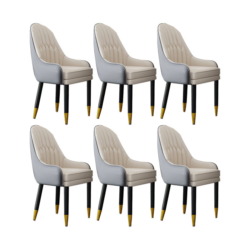Faux Leather Dining Chairs Modern Parsons Chair with Wood Legs