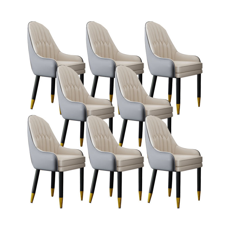 Faux Leather Dining Chairs Modern Parsons Chair with Wood Legs