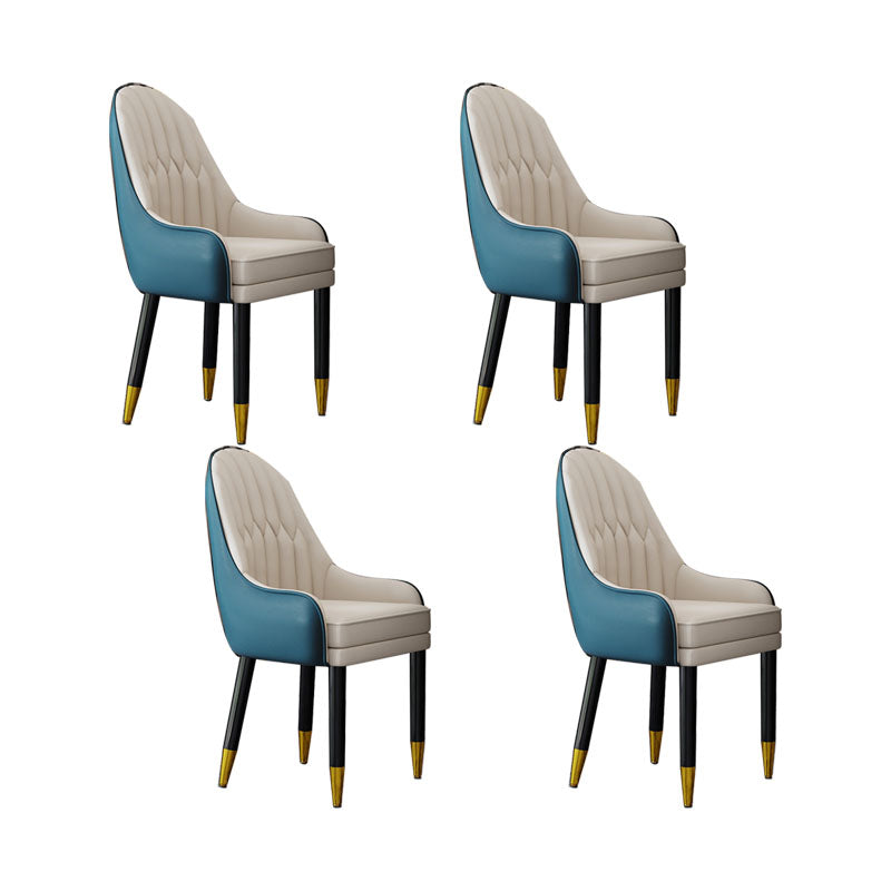 Faux Leather Dining Chairs Modern Parsons Chair with Wood Legs