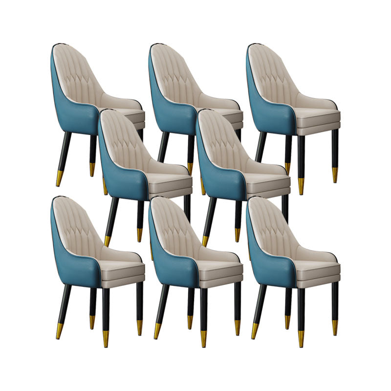 Faux Leather Dining Chairs Modern Parsons Chair with Wood Legs