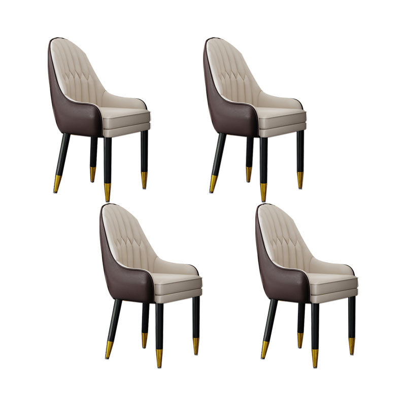 Faux Leather Dining Chairs Modern Parsons Chair with Wood Legs