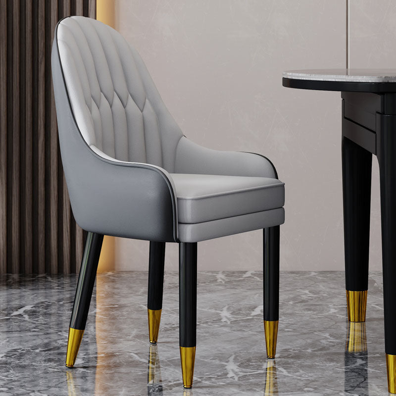 Faux Leather Dining Chairs Modern Parsons Chair with Wood Legs