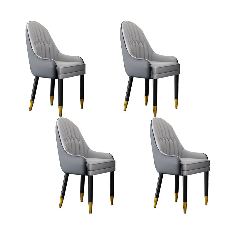 Faux Leather Dining Chairs Modern Parsons Chair with Wood Legs