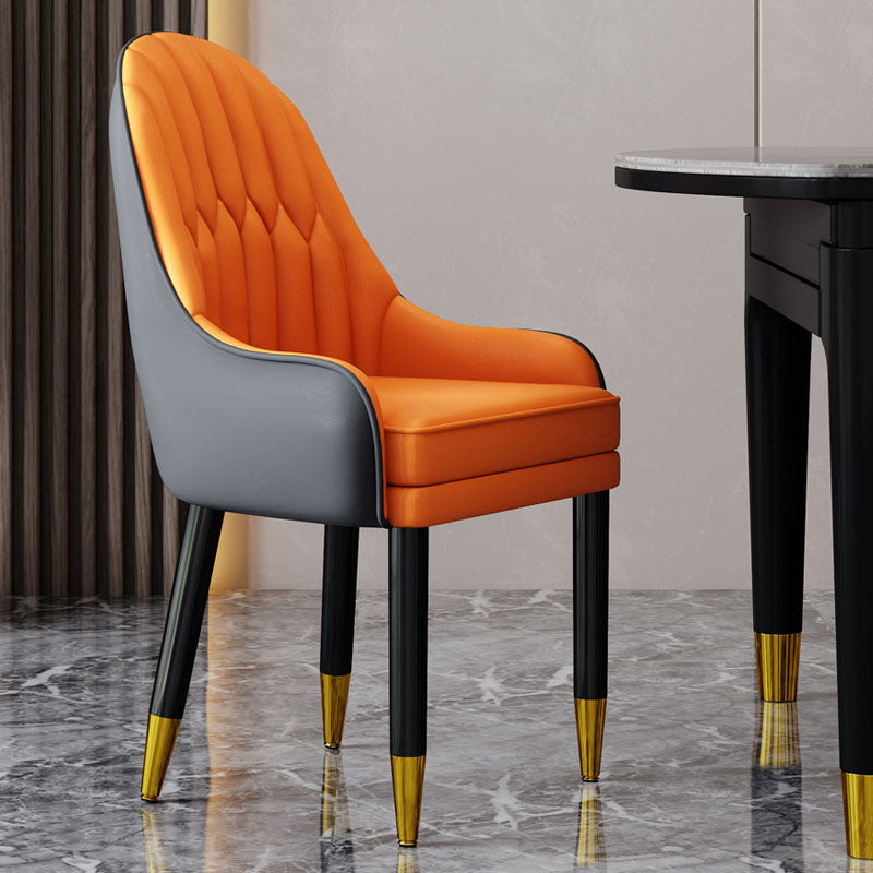 Faux Leather Dining Chairs Modern Parsons Chair with Wood Legs