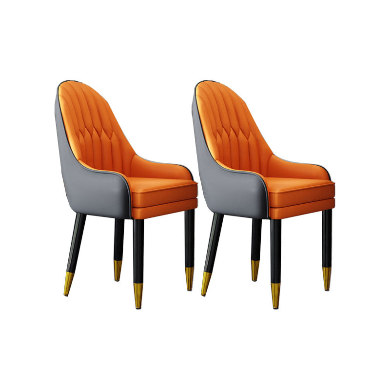 Faux Leather Dining Chairs Modern Parsons Chair with Wood Legs
