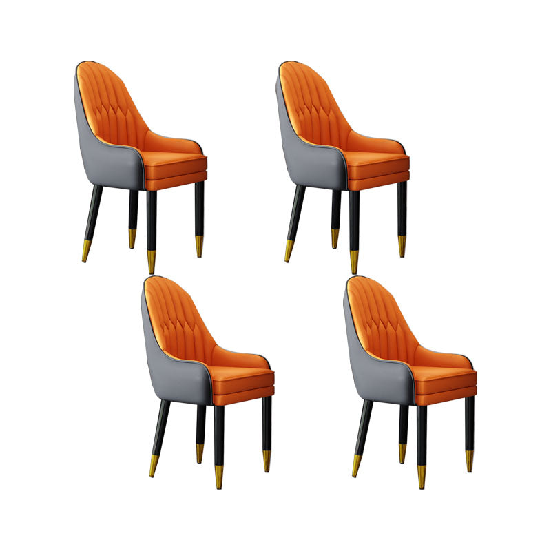 Faux Leather Dining Chairs Modern Parsons Chair with Wood Legs