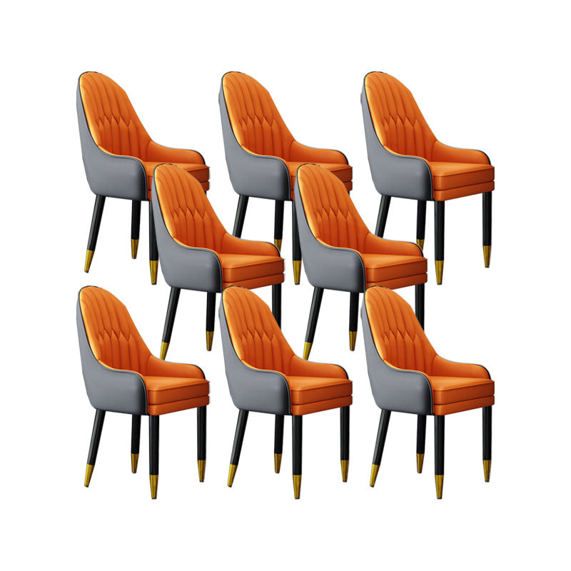 Faux Leather Dining Chairs Modern Parsons Chair with Wood Legs