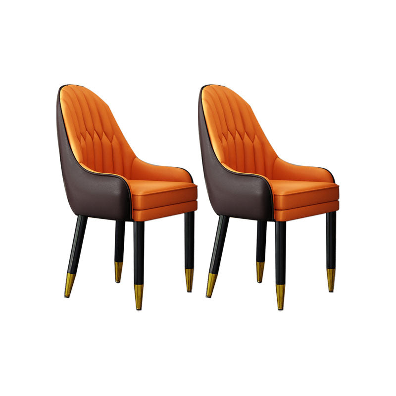 Faux Leather Dining Chairs Modern Parsons Chair with Wood Legs