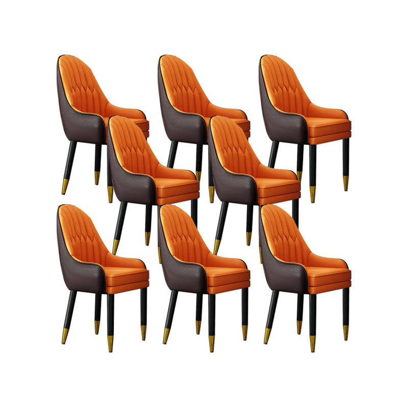 Faux Leather Dining Chairs Modern Parsons Chair with Wood Legs