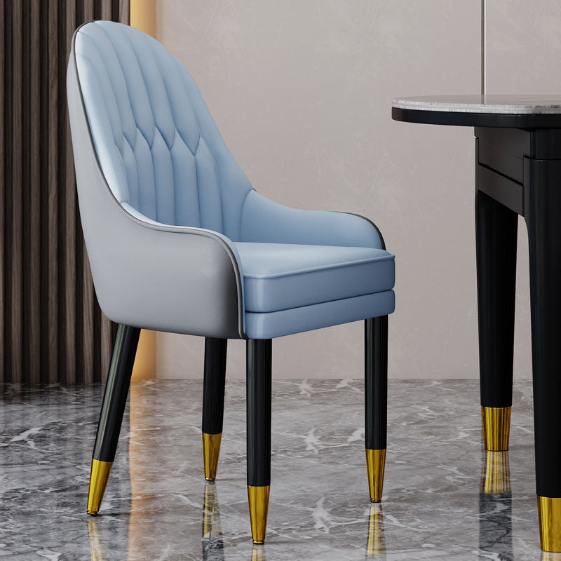 Faux Leather Dining Chairs Modern Parsons Chair with Wood Legs