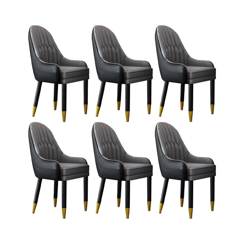 Faux Leather Dining Chairs Modern Parsons Chair with Wood Legs