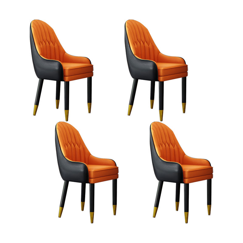 Faux Leather Dining Chairs Modern Parsons Chair with Wood Legs