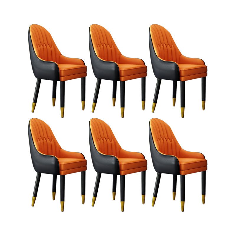 Faux Leather Dining Chairs Modern Parsons Chair with Wood Legs