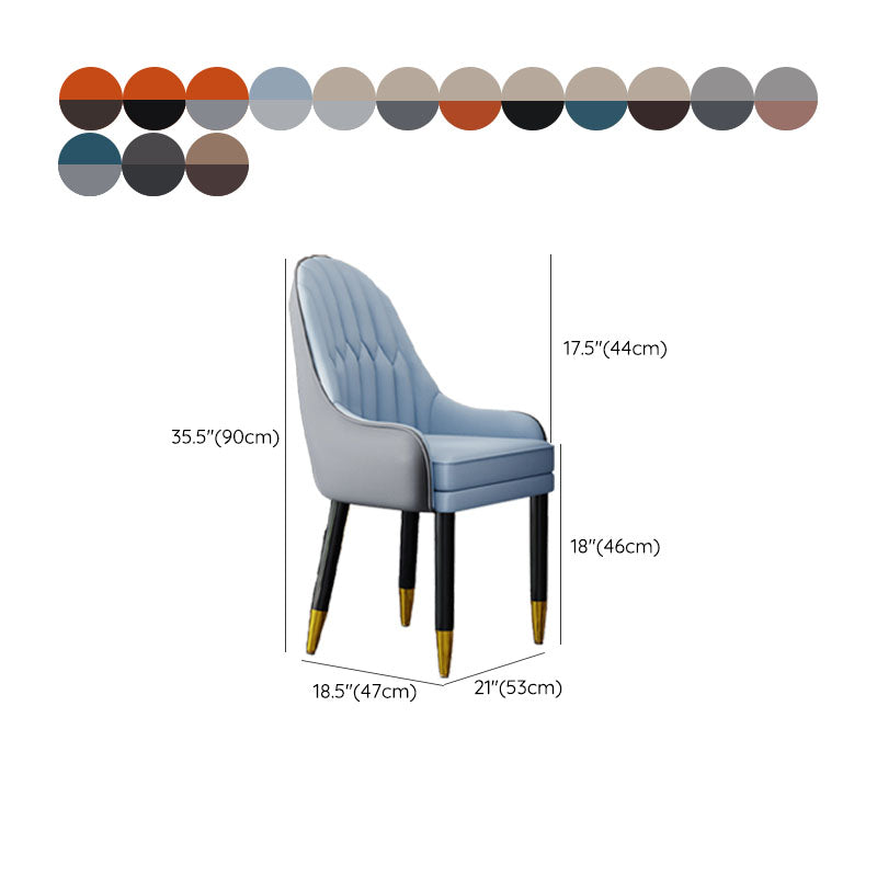 Faux Leather Dining Chairs Modern Parsons Chair with Wood Legs