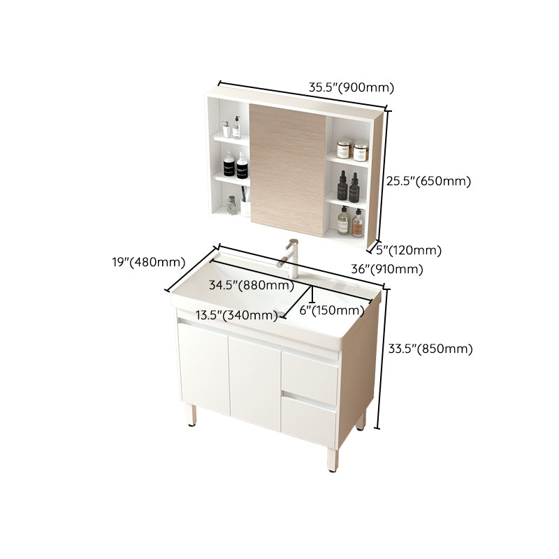 Wooden Sink Vanity Modern White Single-Sink Rectangular Vanity Set