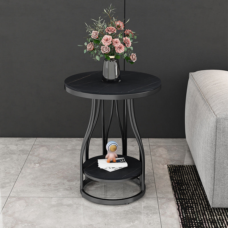 19"W Contemporary Corner Table Round Storage Accent Side Table