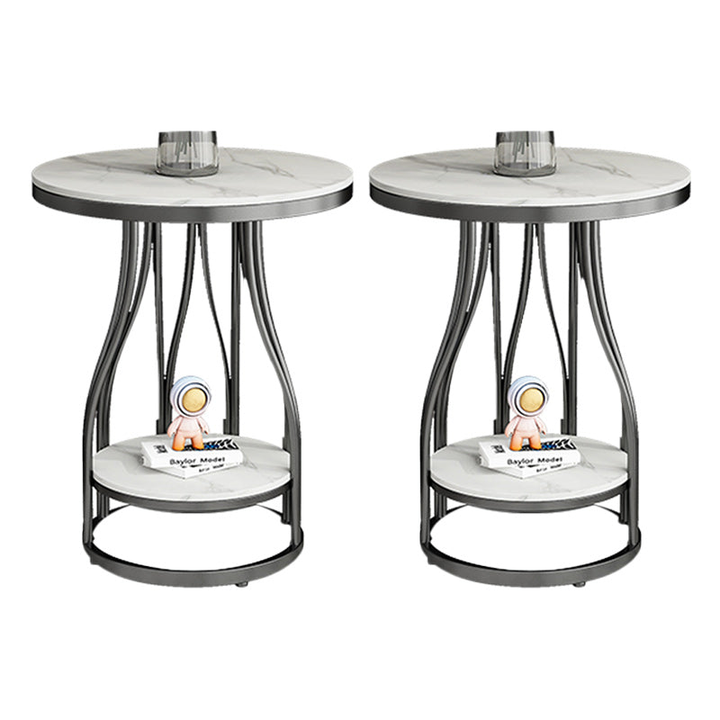 19"W Contemporary Corner Table Round Storage Accent Side Table