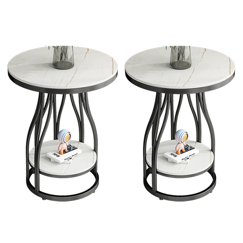 19"W Contemporary Corner Table Round Storage Accent Side Table