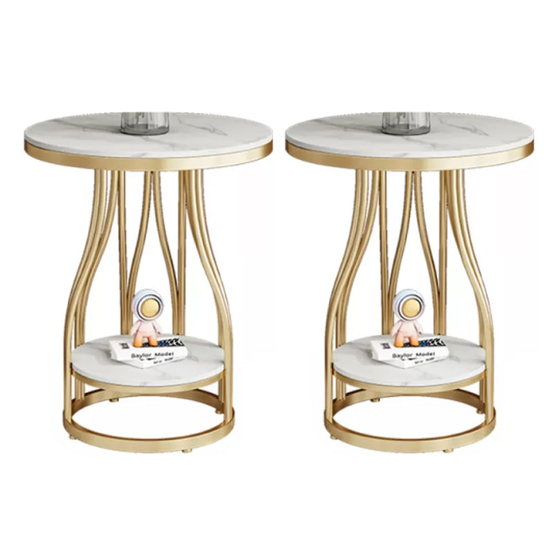 19"W Contemporary Corner Table Round Storage Accent Side Table