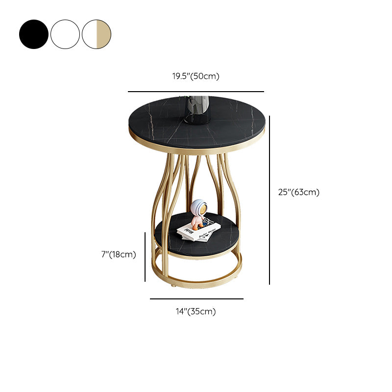 19"W Contemporary Corner Table Round Storage Accent Side Table